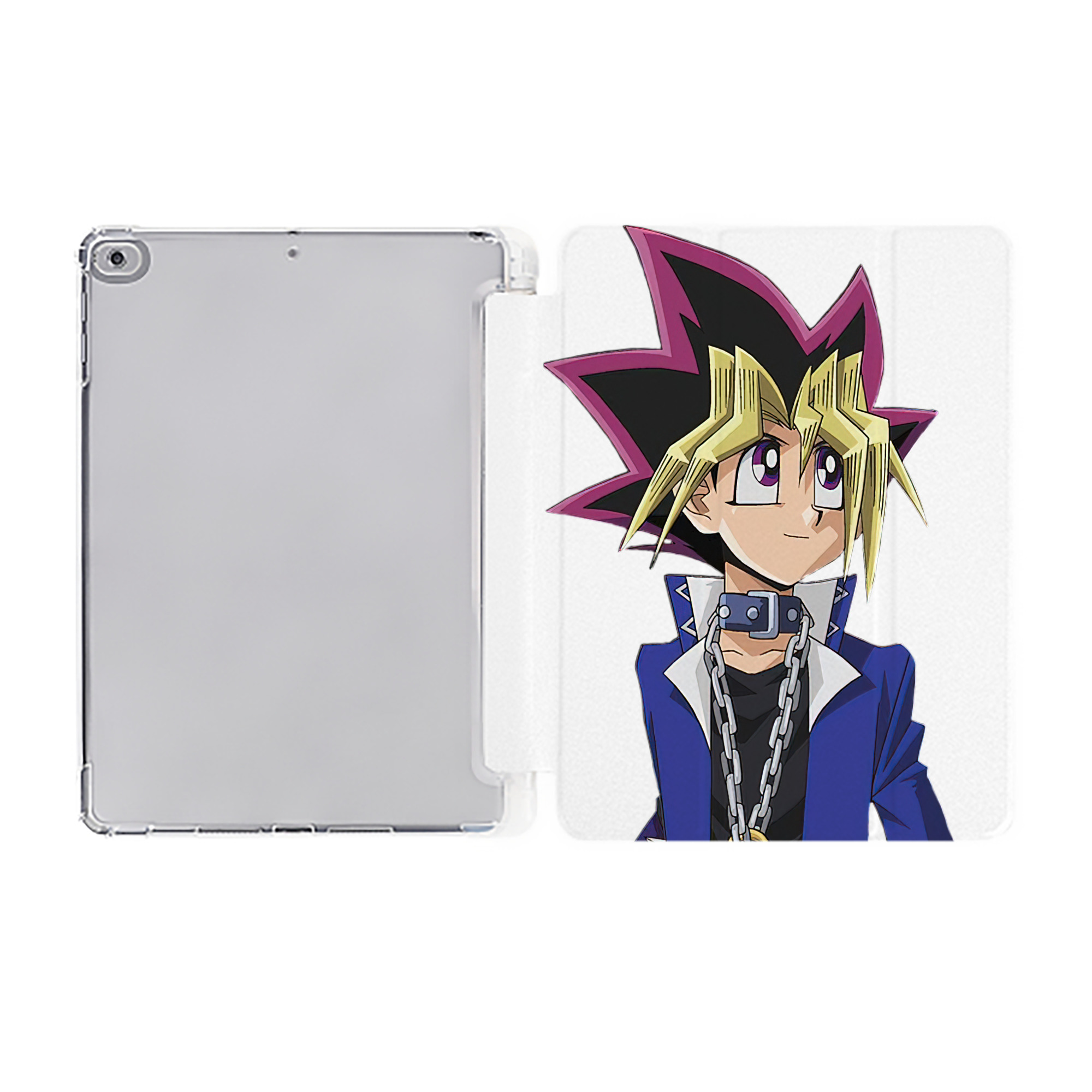 （画像用） 遊☆戯☆王 Yu-Gi-Oh! IPad ケース ペン収納付き 三つ折りスタンド PUレザー×シリコン 対応機種9.5/10.5/10.9インチ
